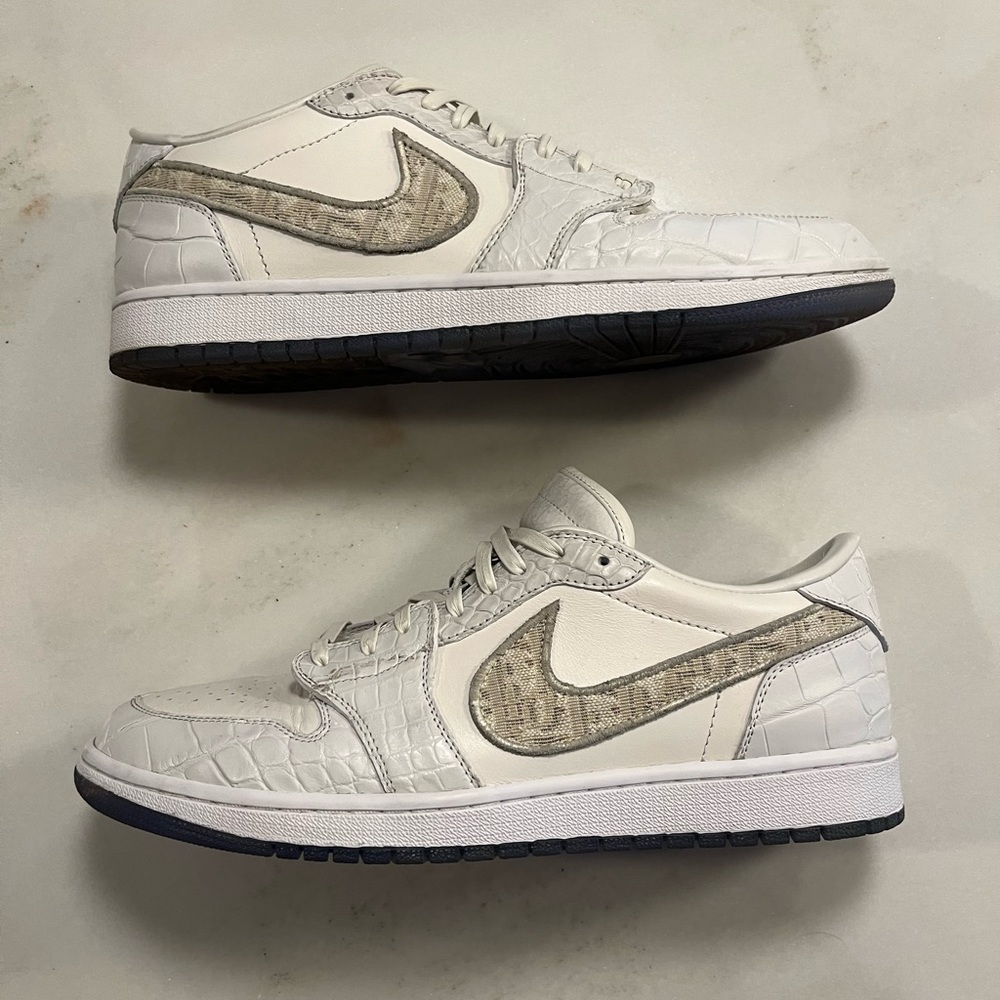 Shoe Surgeon Lux Ivory White Dior Air Jordan 1 Low Sz 11.5 VNDS RARE CUSTOM - Picture 4 of 14